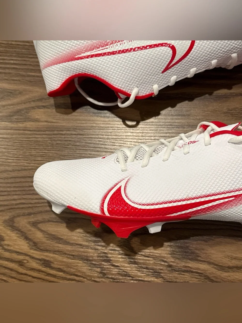 Size 13.5 Nike Vapor Edge Speed 360 White/Red Football Cleats CD0082-102 NEW